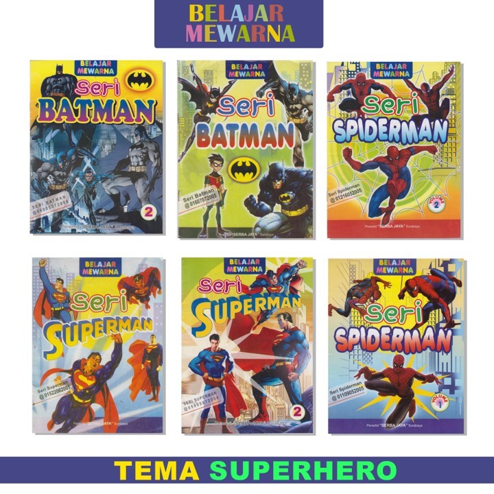 Paket Buku Belajar Mewarnai Superhero Favorit Anak