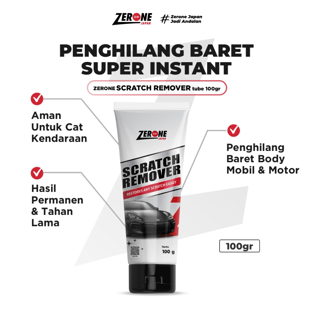 Penghilang Baret Body Mobil Motor Ampuh Zerone Japan Scratch Remover Cat Aman Permanen Tahan Lama