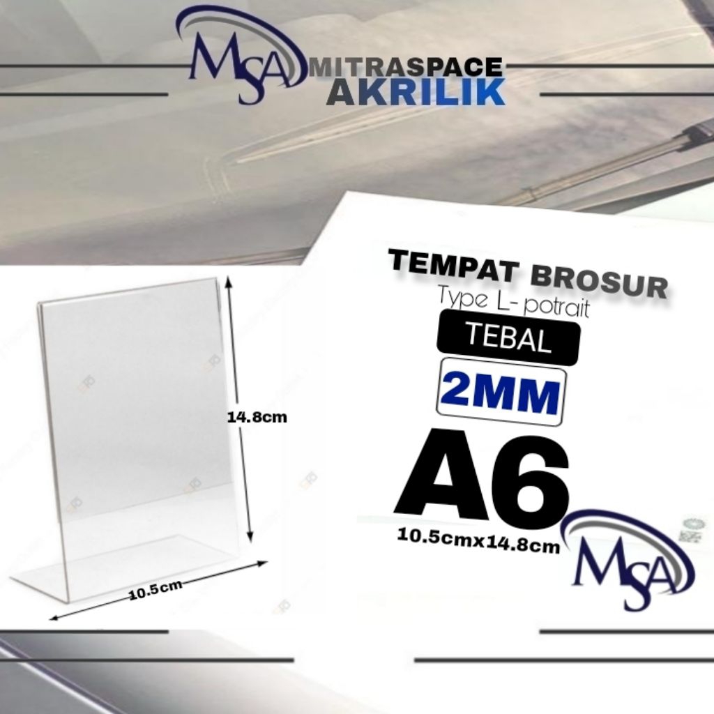 

Tempat Brosur / tent holder Akrilik Display Potrait A6 Type L