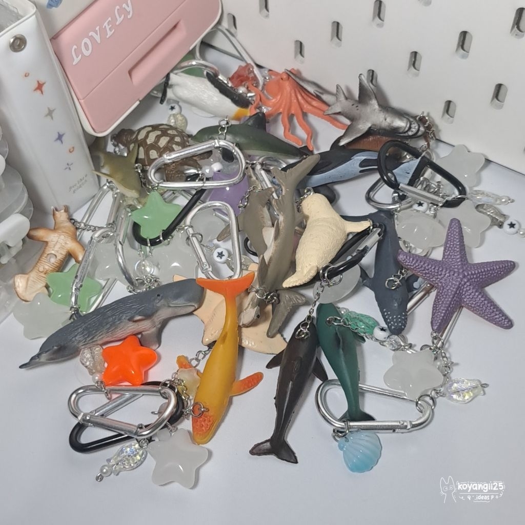 Marine Life Carabiner Charm | Beads Bag Key Charm Keychain Keyring Fashion Gantungan Shark Fish Peng