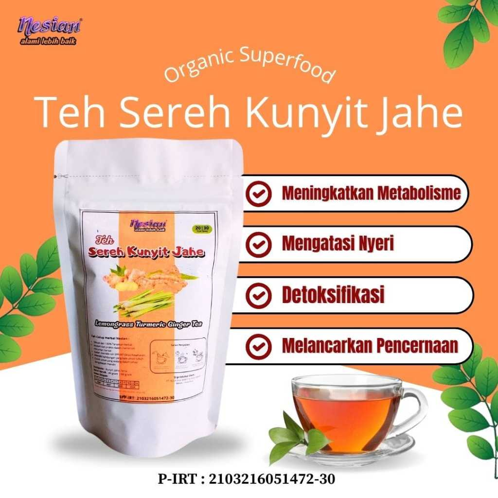

TEH SEREH KUNYIT JAHE | TEH HERBAL | PROGRAM D DAN NYERI H | 20 KANTONG TEH