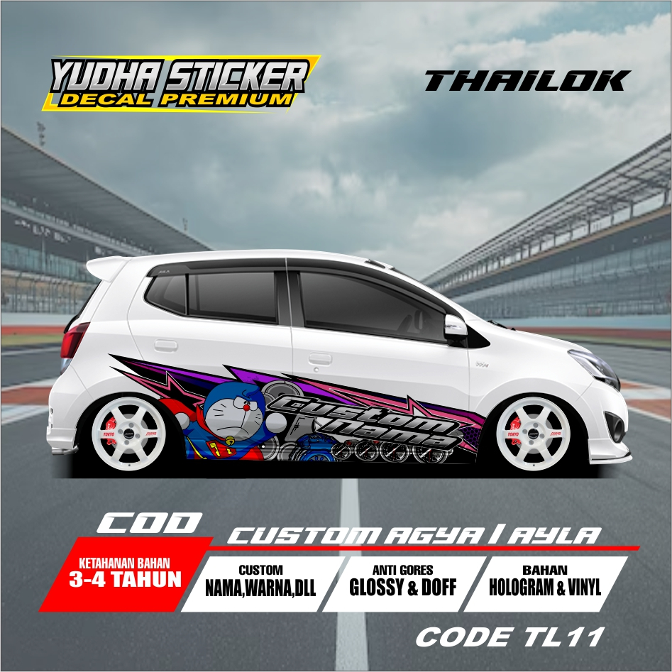 STICKER BODY MOBIL AGYA AYLA ANIME DORAEMON FREE CUSTOM NAMA / CODE TL 11 - 20