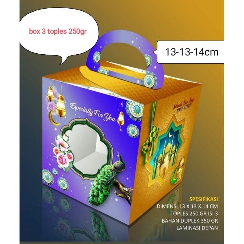 

Kardus Cookies Lebaran Box Toples Hampers Eid Idul Fitri 250 gr isi 3