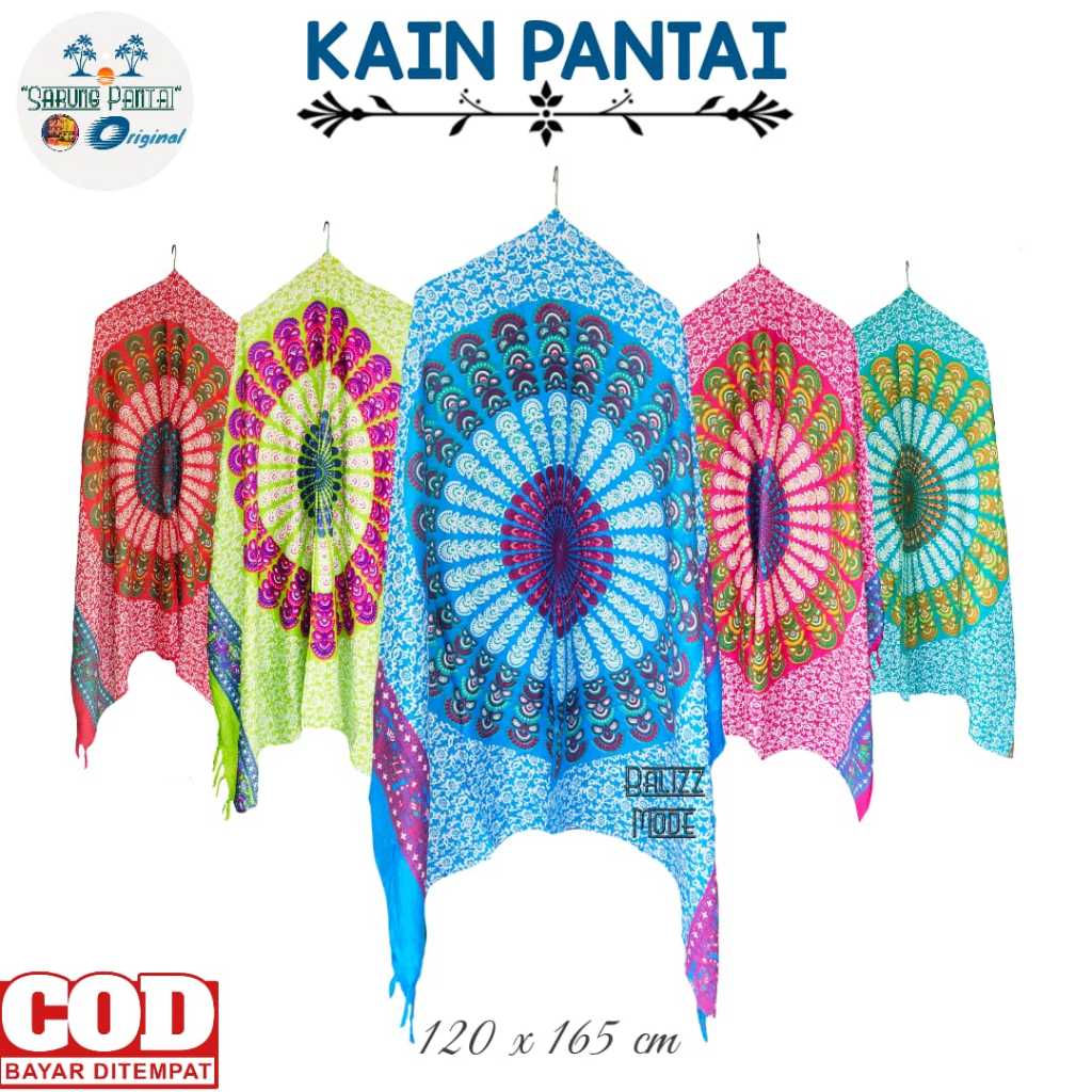 kain pantai mandala - sarung pantai bali - kain bali - premium - jumbo  - polos