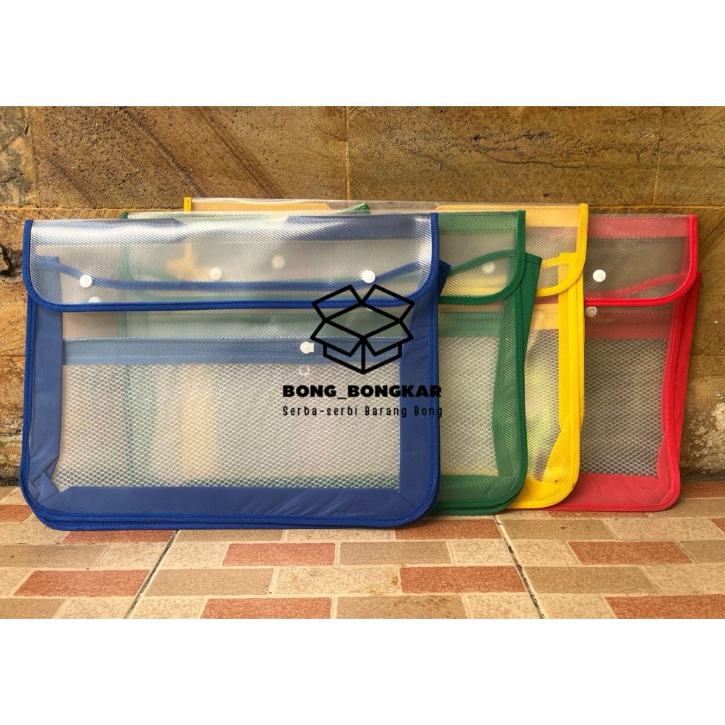 

Map Plastik Zipper Tenteng Map Warna Map Kancing Map Jaring Kantor / Sekolah Ukuran F4/Folio