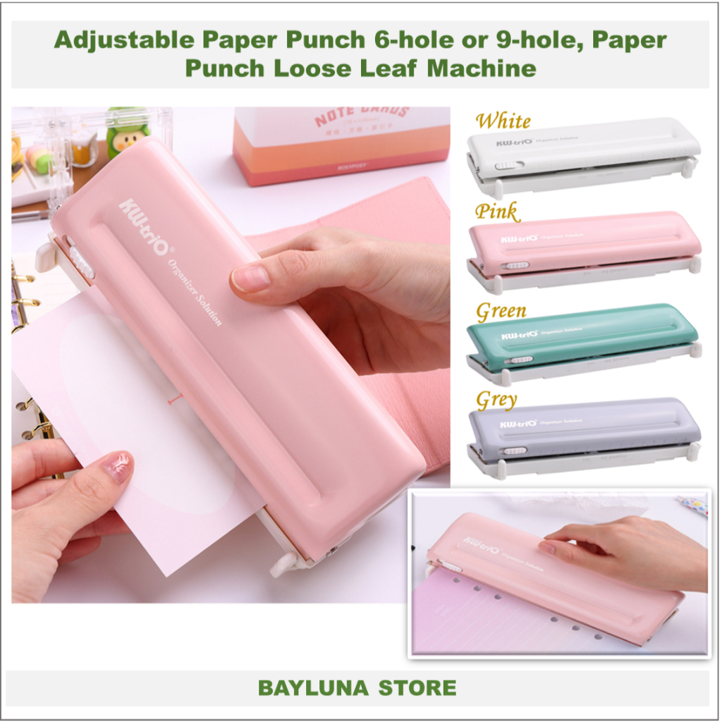 

BYL Paper Punch Machine Adjustbale 6holes or 9holes, Paper Punch for A4/A5/A6/A7/Mini/B5/Personal/Deskfax