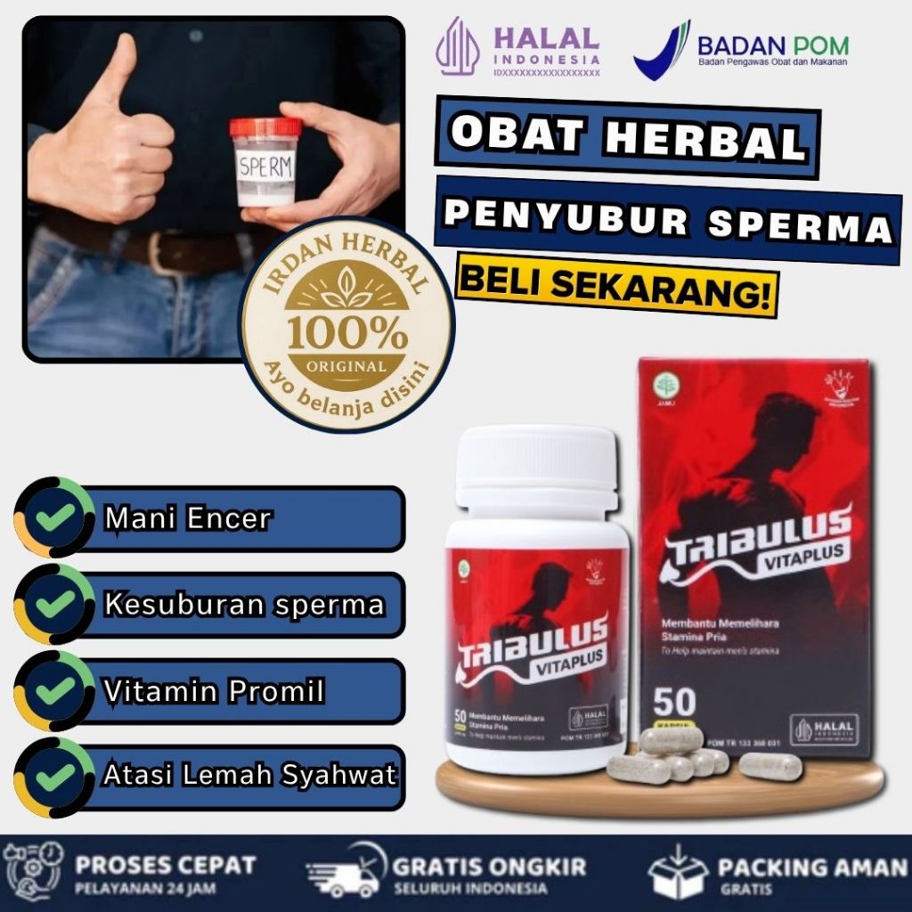 Herbal Tribulus Vitaplus – Atasi Lemah Syahwat, Sperma Encer, Kurang Subur