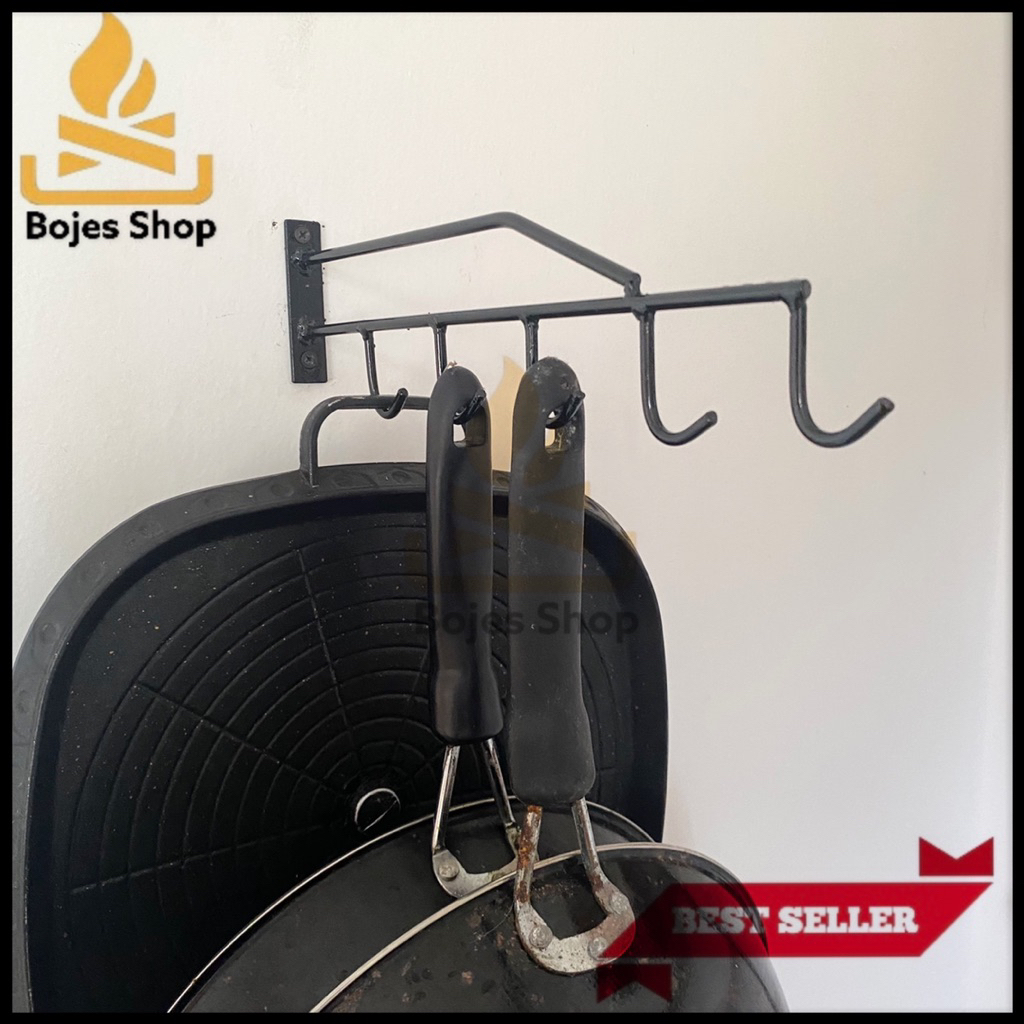 Rak gantungan wajan panci tempel dinding multifungsi / cantolan wajan panci spatula dinding