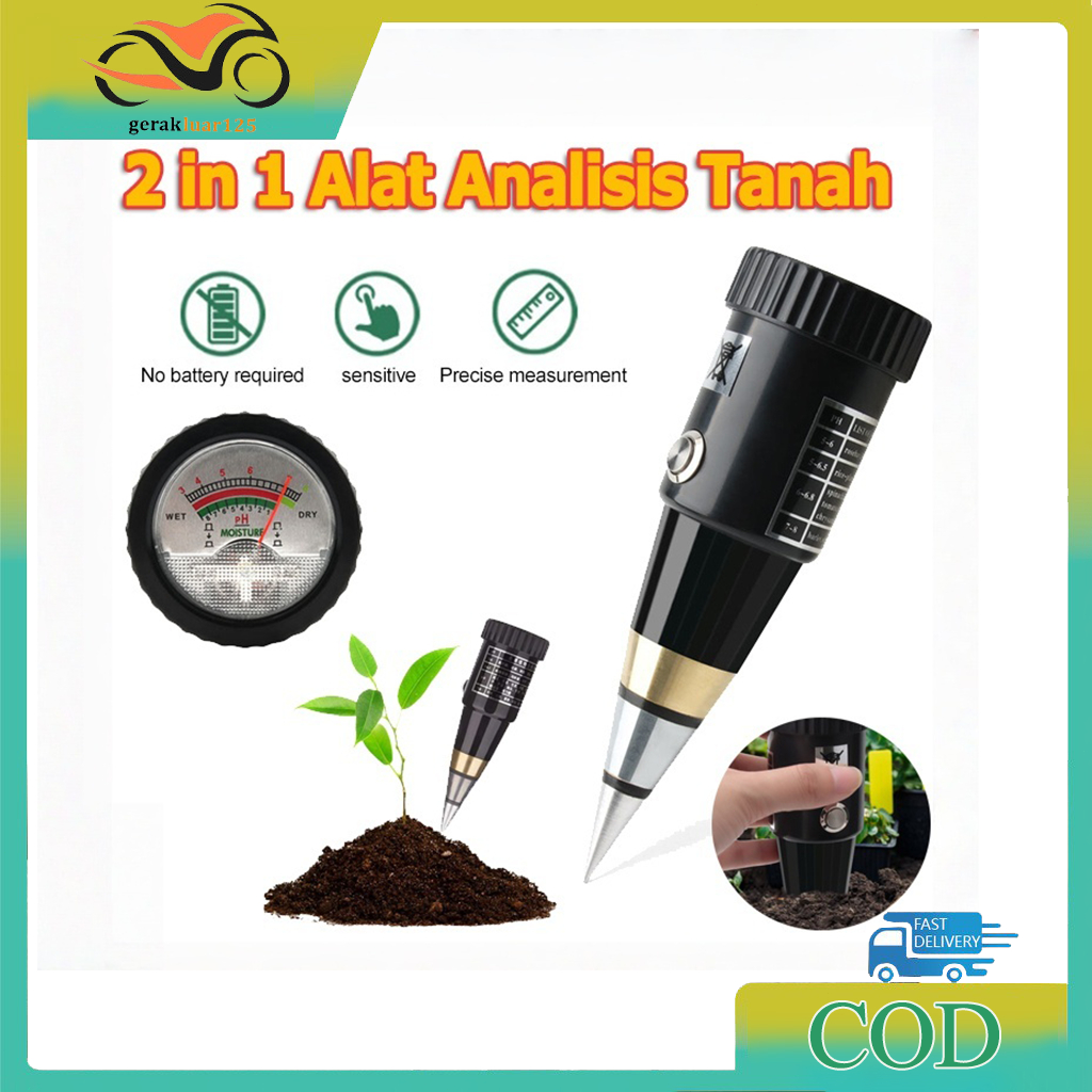 PH Tanah Soil 2 In 1 Pen Type PH Meter Soil Analyzer Tester Alat Penggukur Tanah Ukur pH Tanah