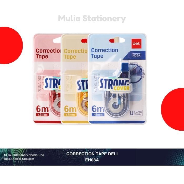 

Correction Tape Deli EH08A | Tipe X Kertas | Pita Koreksi 5 mm × 6 m | Alat Tulis Sekolah