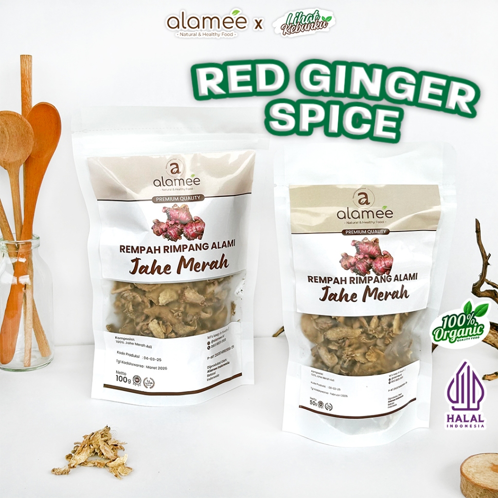 

ALAMEE Jahe Merah Kering Iris Dried Ginger Rempah Rimpang Organik Alami Bumbu Dapur Rempah masakan LIHAT KEBUNKU