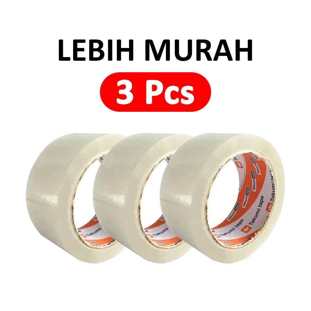 

3 PCS - LAKBAN Tape Bening 45mm x 100 Yard 1 Roll Super Kuat