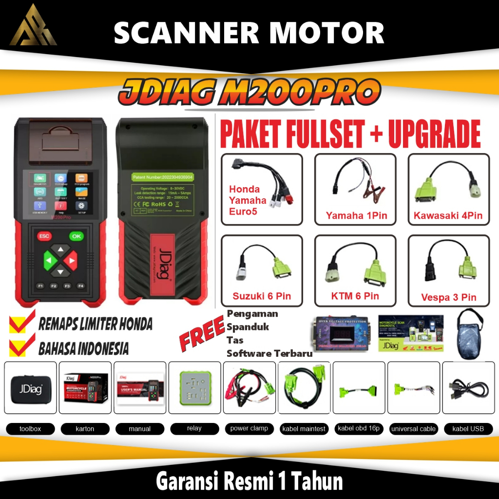 SCANNER JDIAG M200PRO REMAP ECU HONDA JDIAG M200 PRO WITH PRINTER SCANNER SEMUA MOTOR INJEKSI