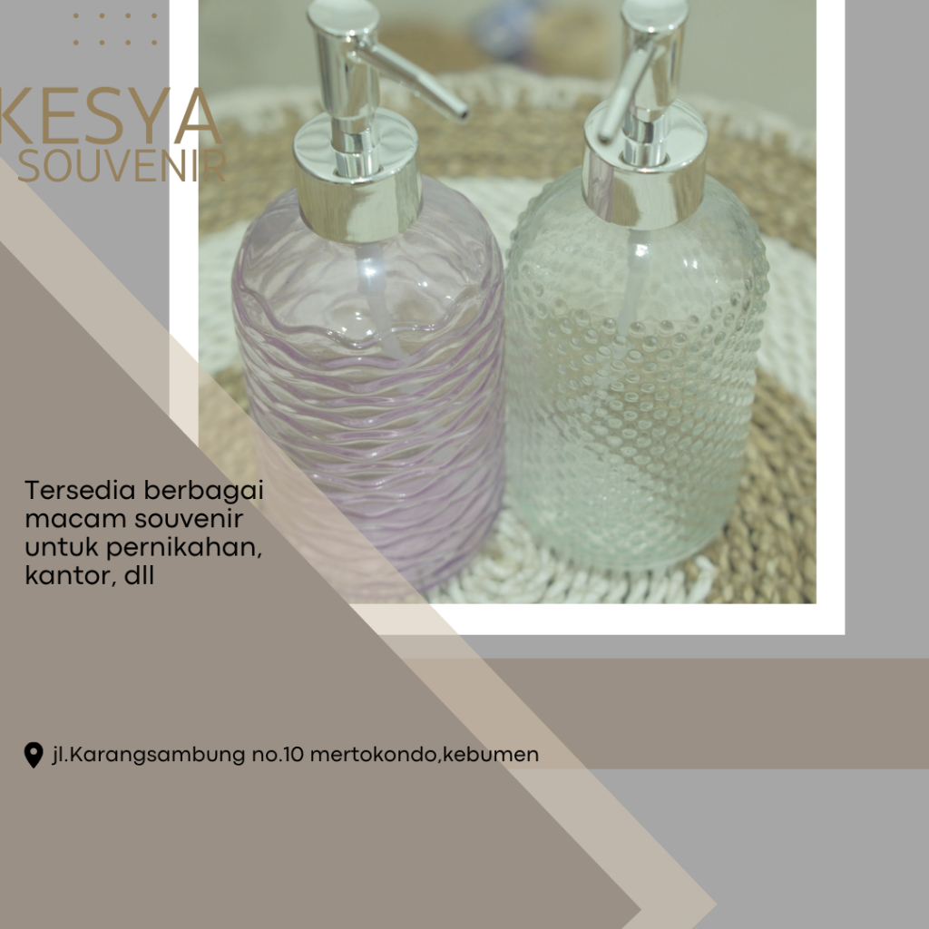 Kesya souvenir | Botol Pompa Sabun Cair Cuci Tangan Kaca Bening Souvenir Hampers