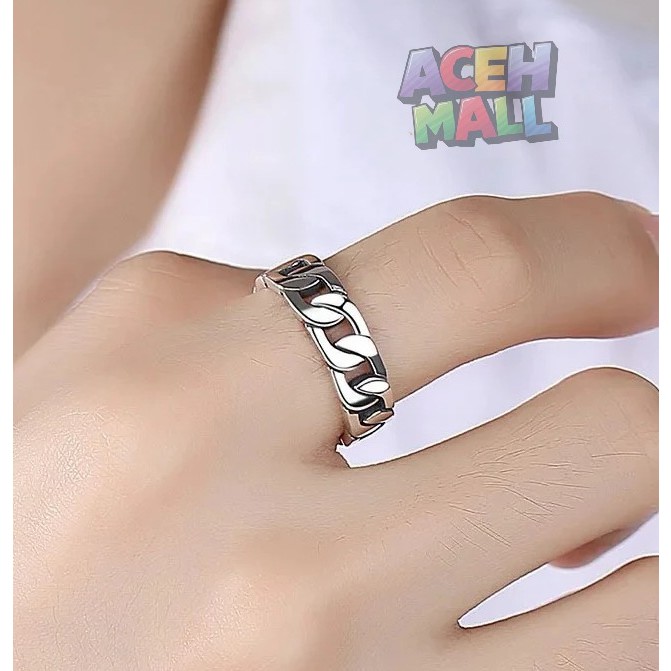 Cincin Rantai Titanium Pria Wanita – Model Single Chain Elegan, Anti Karat, Unik & Stylish