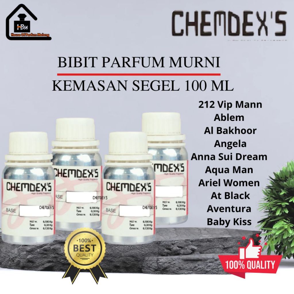 BIBIT PARFUM MURNI CHEMDEX’S KEMASAN SEGEL 100 ML | 212 Vip Man | Ablem | Al Bakhoor |Angela | Anna 