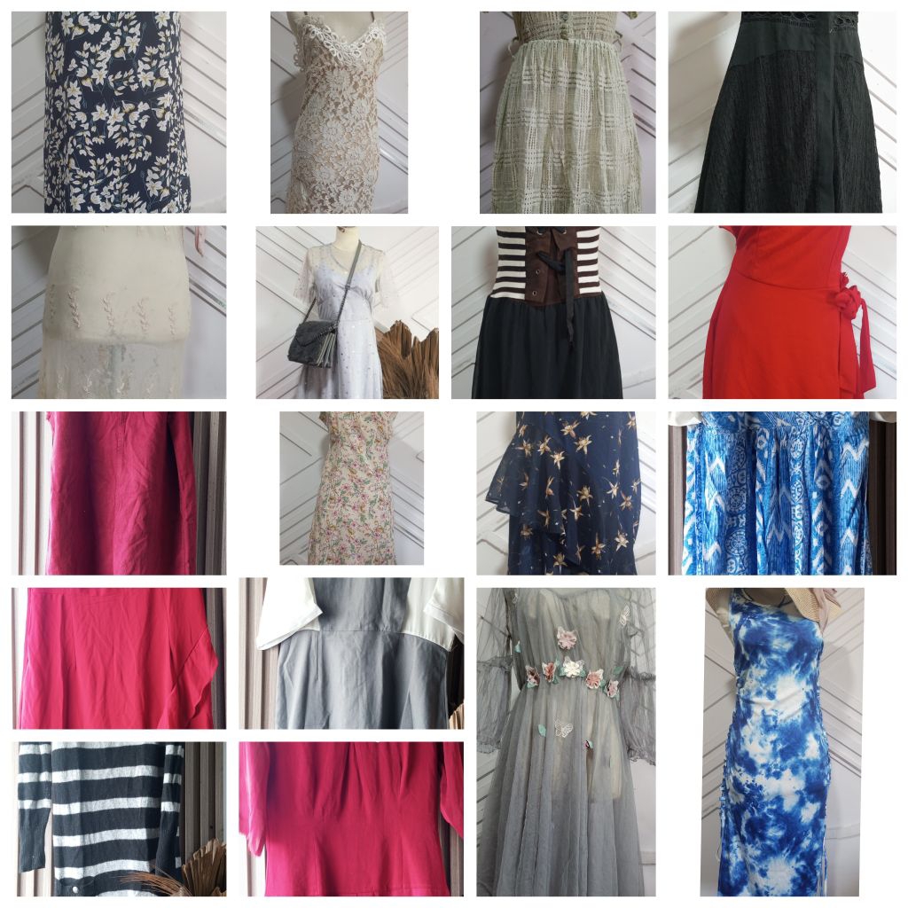 dress midi cantik brukat Lace plisket rajut gaun baju pantai