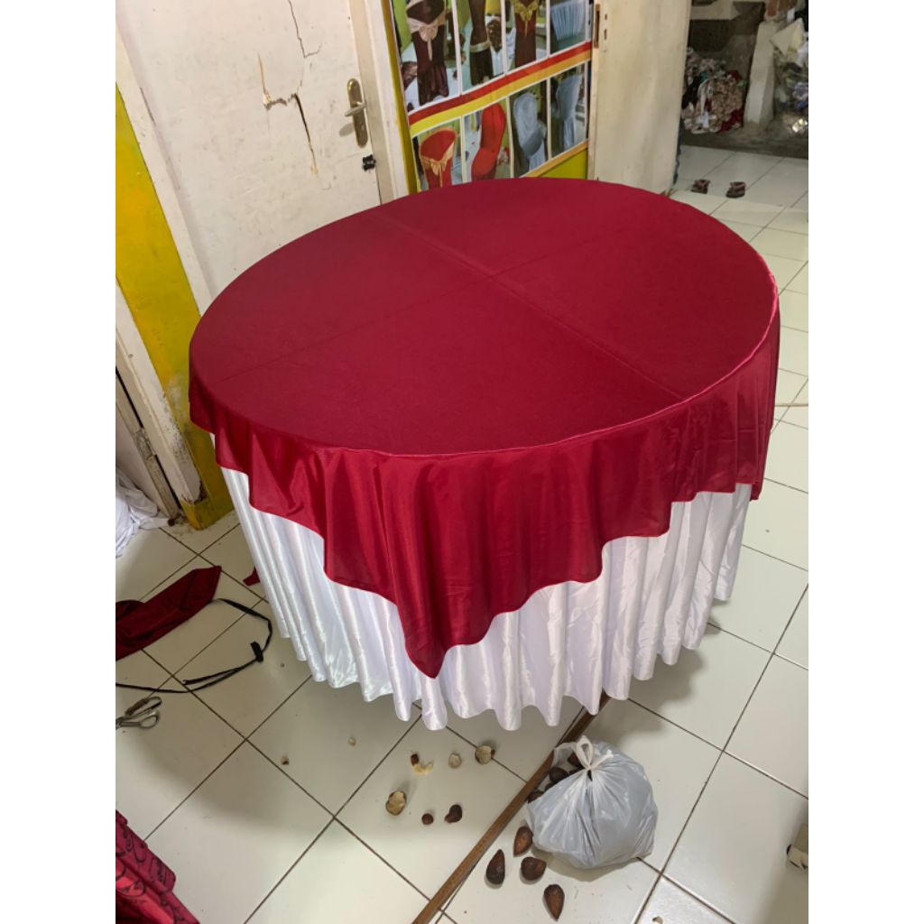 runner meja bulat / taplak atasan meja bulat diameter 120.cm bisa custom