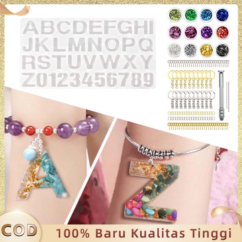 

Cetakan Resin 236pcs Kalung Anting Gantungan Kunci Huruf Angka