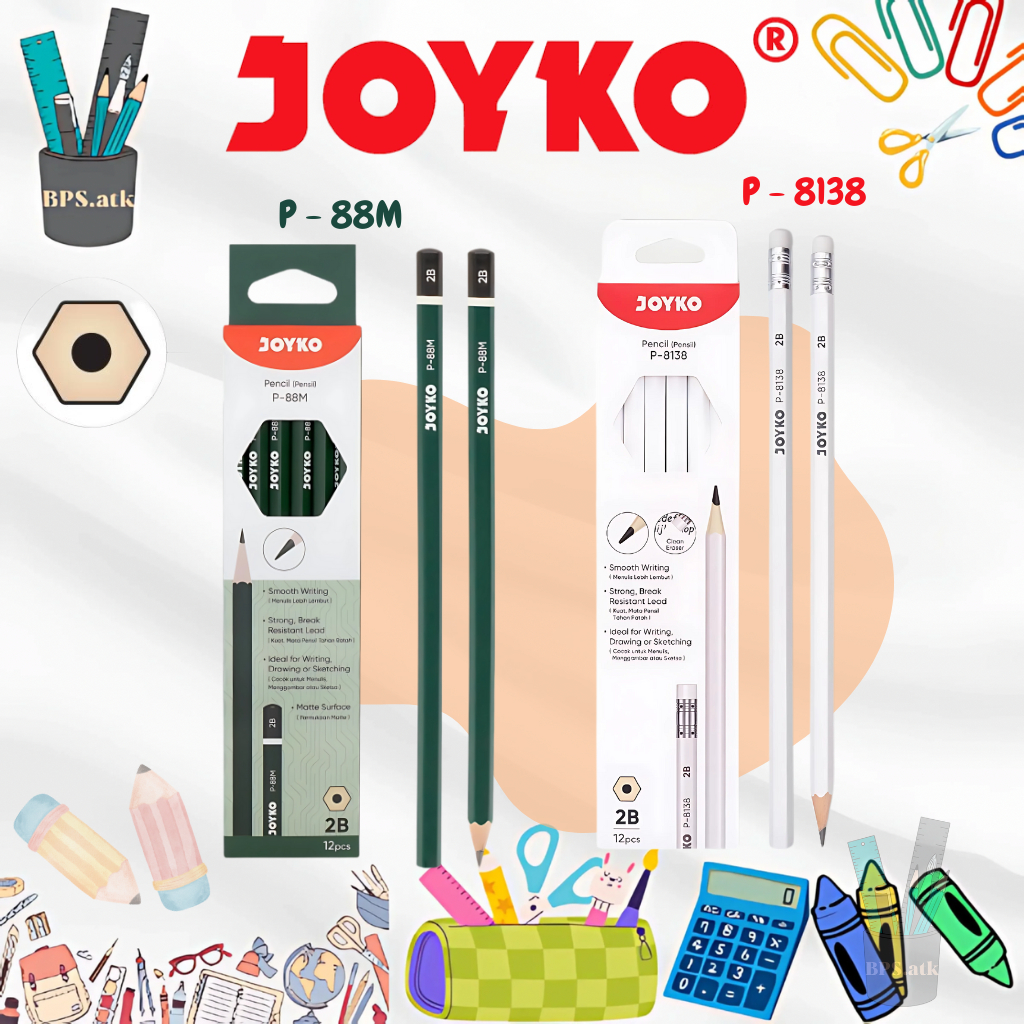 

(12pcs) Pencil / Pensil JOYKO 2B P - 8138 / P - 88M Pensil Kayu Anak Sekolah