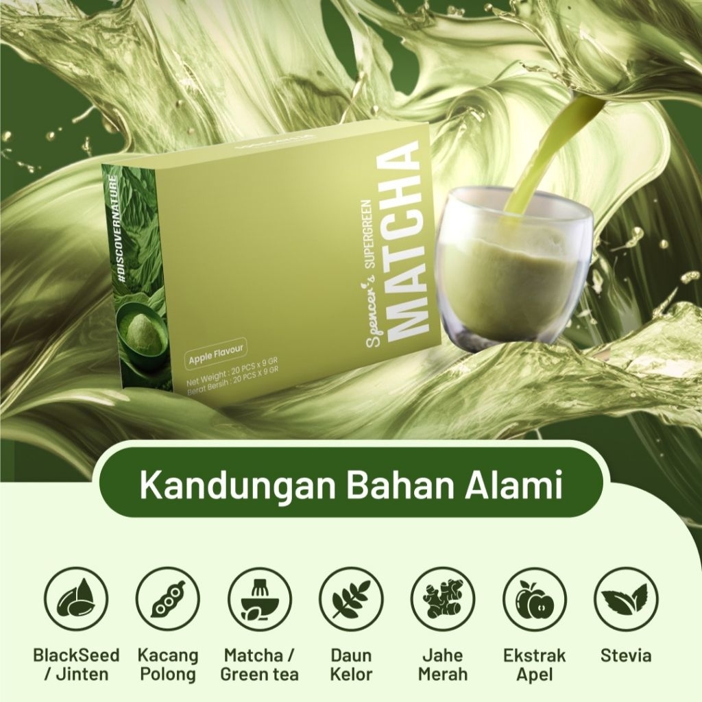 

[BEST SELLER] 1 BOX ISI 20 SACHET SPENCER'S PREMIUM SUPERGREEN MATCHA - METABOLISM SUPPORT ANTIOXIDAN THERMOGENESIS TERBAIK TERAMPUH