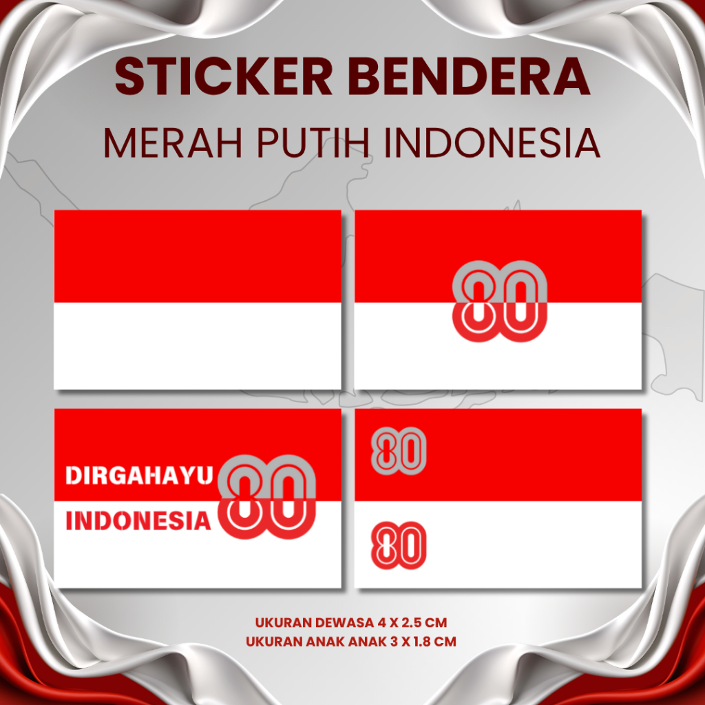 

(1 PACK ISI 55 PCS) Sticker pipi Bendera Merah Putih Di pipi indonesia bahan sticker chromo mengkilap murah