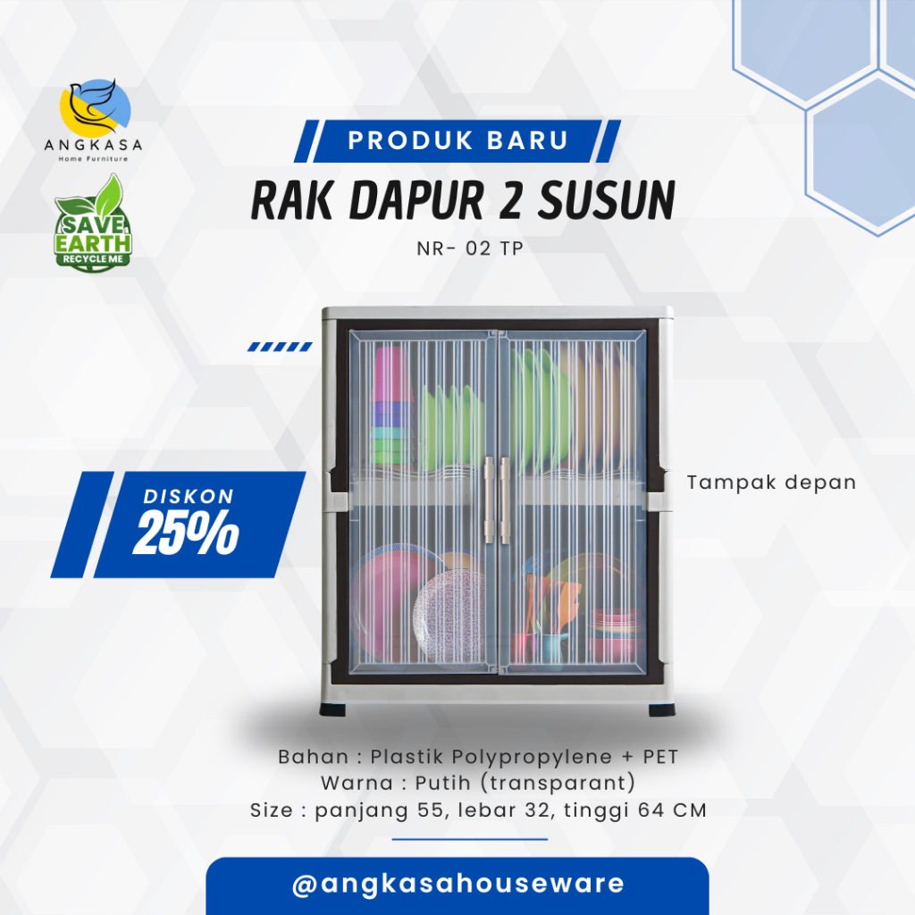 RAK DAPUR NAPOLLY 2 SUSUN - Rak dapur plastik / Rak piring minimalis/ Tempat penyimpanan piring dan 