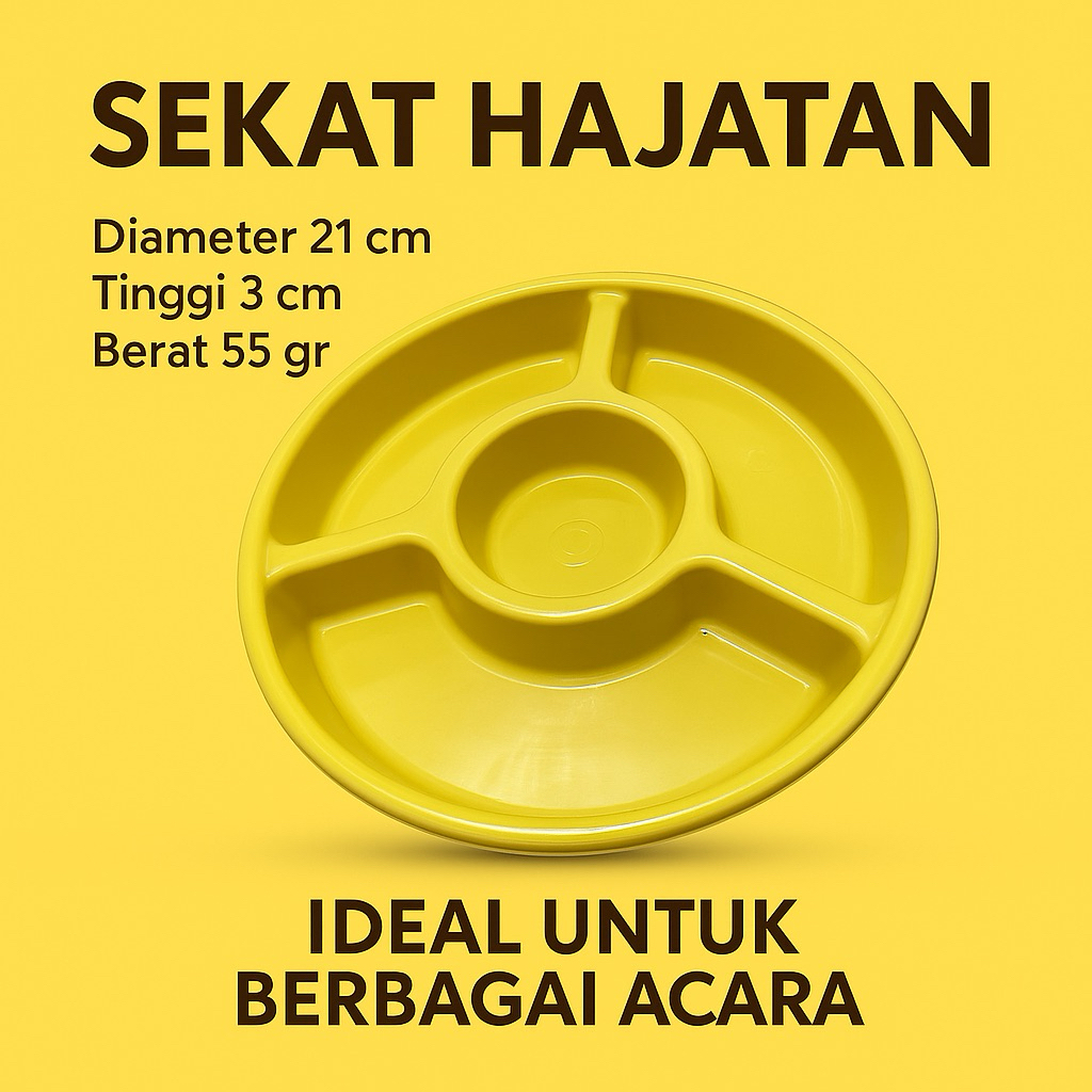 Wadah Nasi / Sekat Nasi / Sekat Untuk Hajatan / Piring Plastik Sekat 3 Ruang – Cocok untuk Nasi Kota
