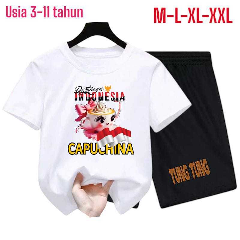 Setelan Anak  Laki-Laki Dan Perempuan BALLERINA DIIRGAHAYU Viral Baju Pendek Dan Celana Pendek Umur 