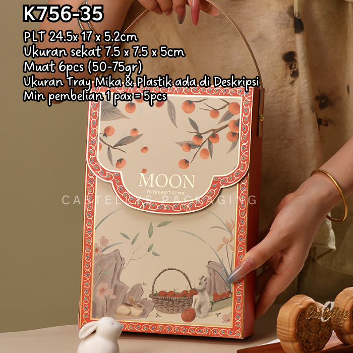 

Kotak Box Kue K756-35 Kotak kue Bulan 50-75gr Mooncake Snowskin Pia Tiong Cui Pia Packaging Import Bahan Tebal