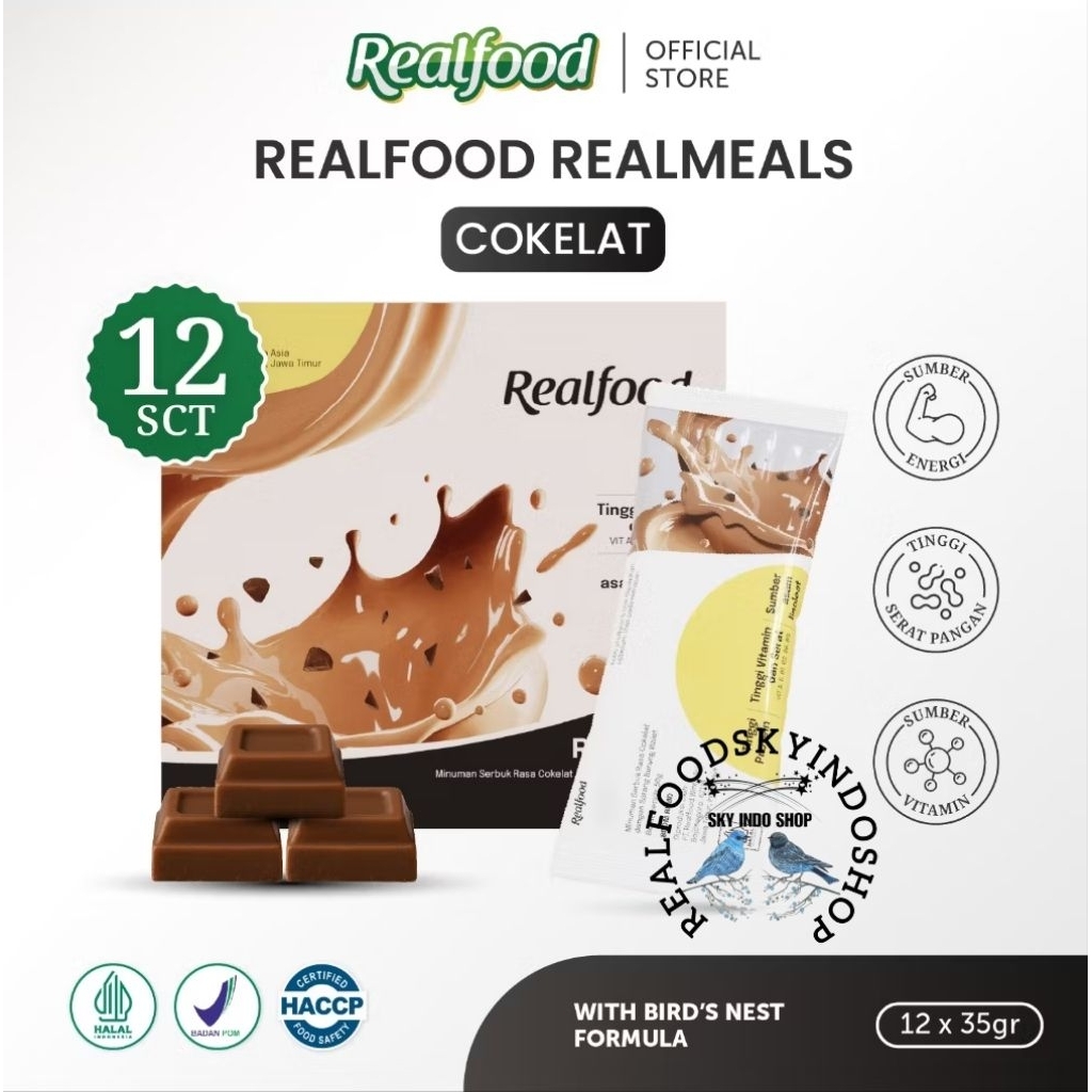 

Realfood Sporte Realmeals Protein Rasa Cokelat 12 Sct ( Minuman Sereal Formulasi Sarang Burung Walet ) RSIS