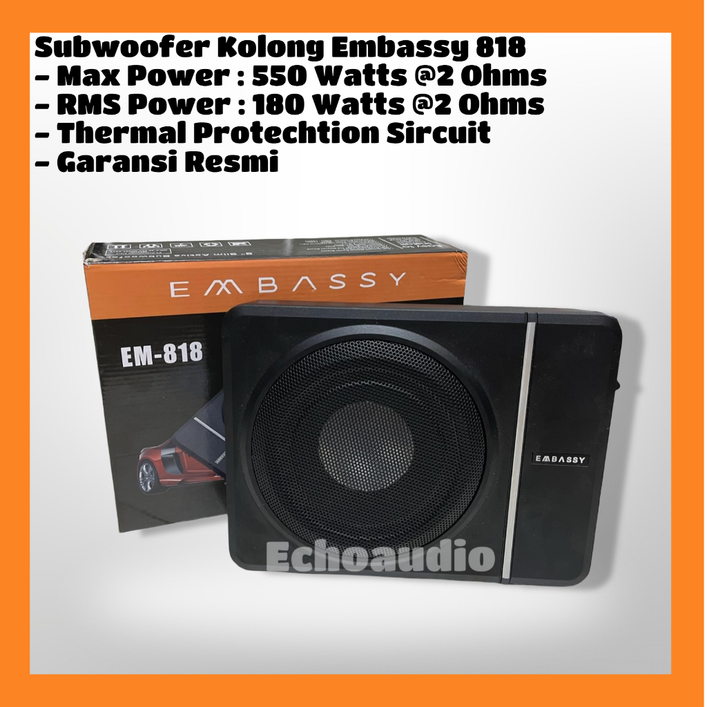 Subwofer kolong Embassy 8 Inch Em 818 Subwofer Aktif Kolong underseat Slim Mobil