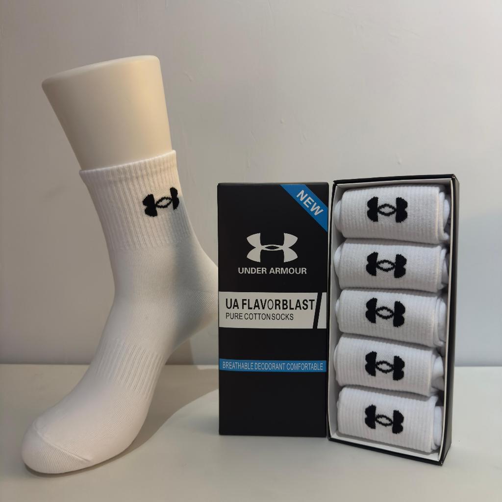UNDER ARMOUR SOCK / KAOS KAKI UNDER ARMOUR / 1 BOX ISI 5 PSG PUTIH