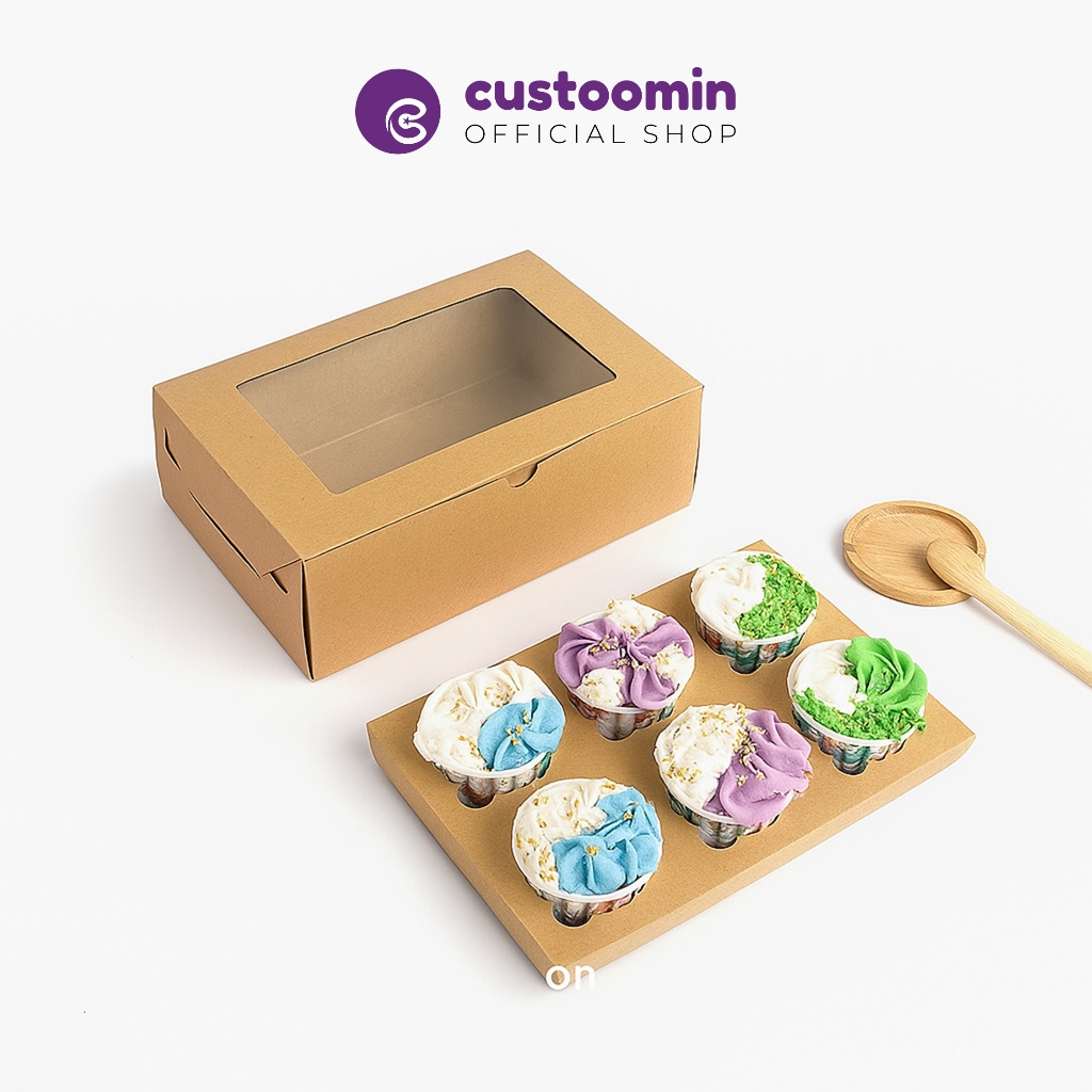 

2517 Kardus Cupcake Box isi 6 (Uk. 25x17x9 cm) - Box Cupcake Isi 6 - Kotak Muffin | Custoom.in
