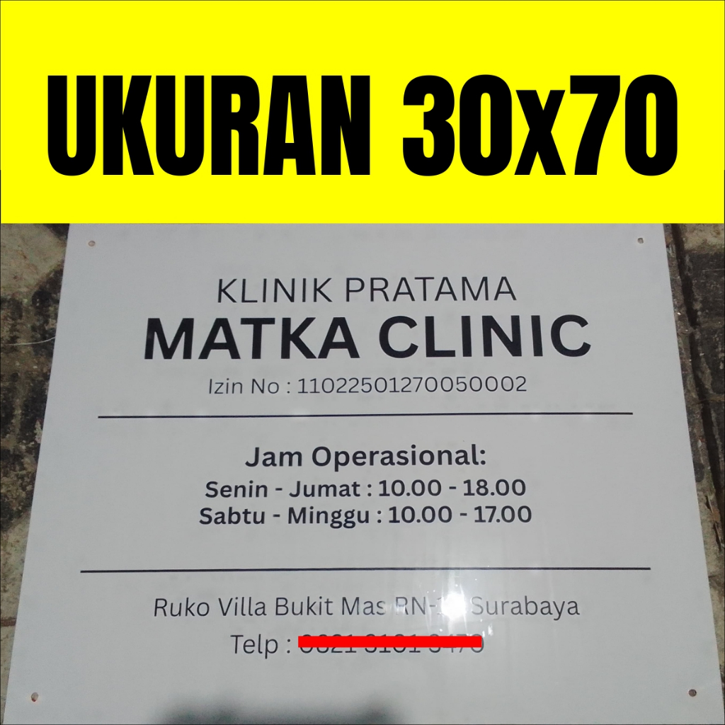 

Papan Nama Acrylic 30x70 Papan Nama Dokter Plang Bidan Praktek Sekolah Sign Label 30*70 Akrilik