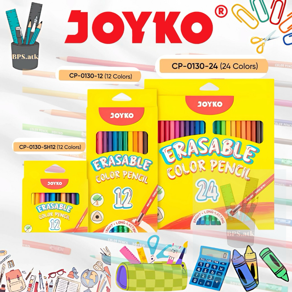 

JOYKO Color Pencil Erasable / Pensil Warna Dapat Dihapus 12/24 Warna CP - 0130/SH12/12/24