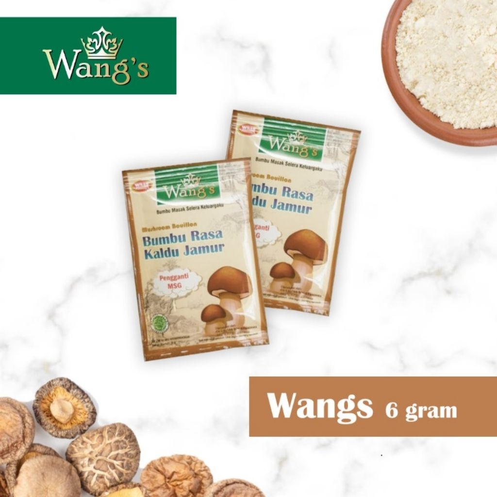 

Wang's Kaldu Jamur Non MSG - Bumbu Rasa Kaldu Jamur satuan 6g | Pengganti Micin Alami | Prajna Tama Store