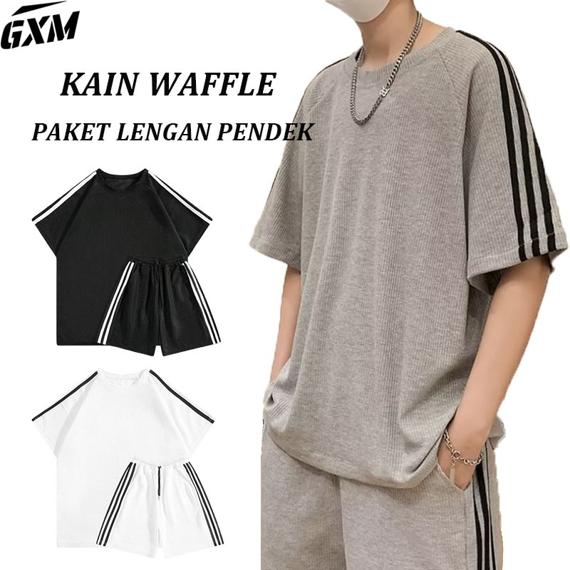 Set Celana Pendek Lengan Pendek Set olahraga pria Set olahraga wanita dewasa set couple pasangan kek