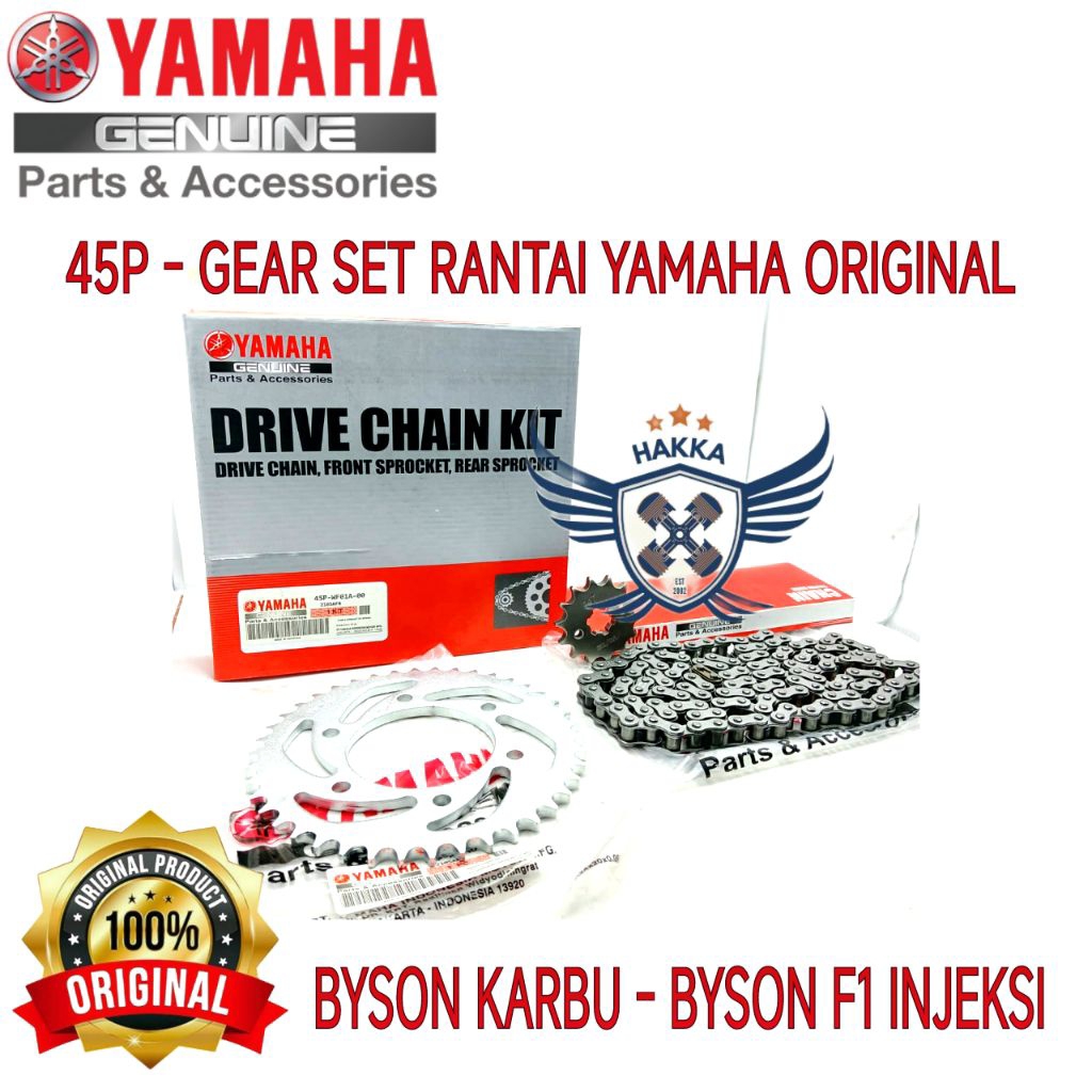 45P ORIGINAL GEAR SET RANTAI YAMAHA JUPITER MX 135, GEAR SET RANTAI YAMAHA MX NEW KOPLING, GEAR SET 