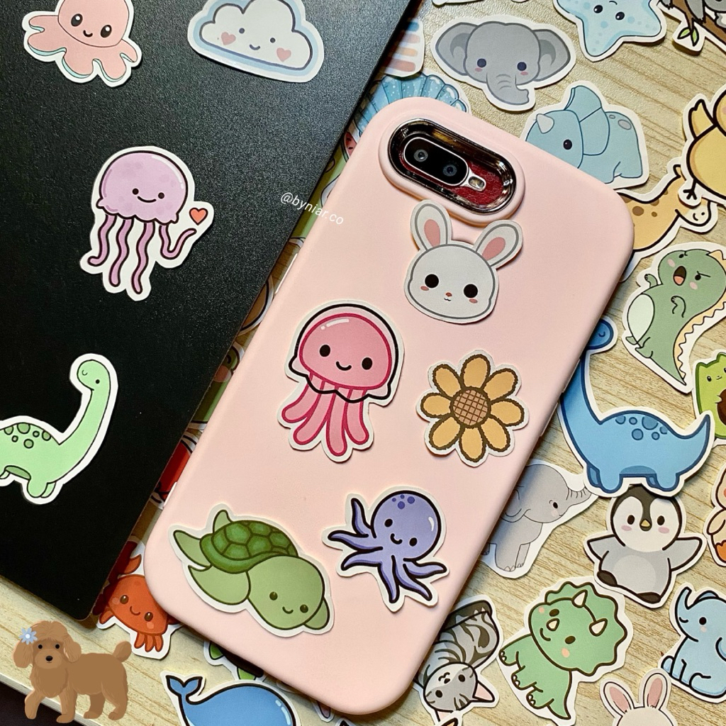 

50+ PCS Sticker Aesthetic Stiker Hewan Lucu Imut & Gemas | Sticker Animal | Stiker Edukatif Karakter Animal untuk Dekorasi Journal HP Laptop Tumbler iPad/Tablet - Cute Animals Stickers Glossy Chromo