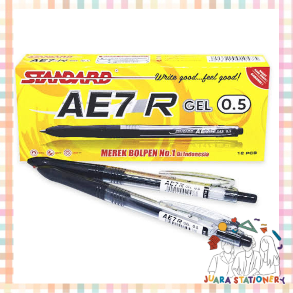 

(330) Pulpen Standard AE-7R Gel 0.5 mm Hitam / Pulpen Gel Retractable Pen Hitam
