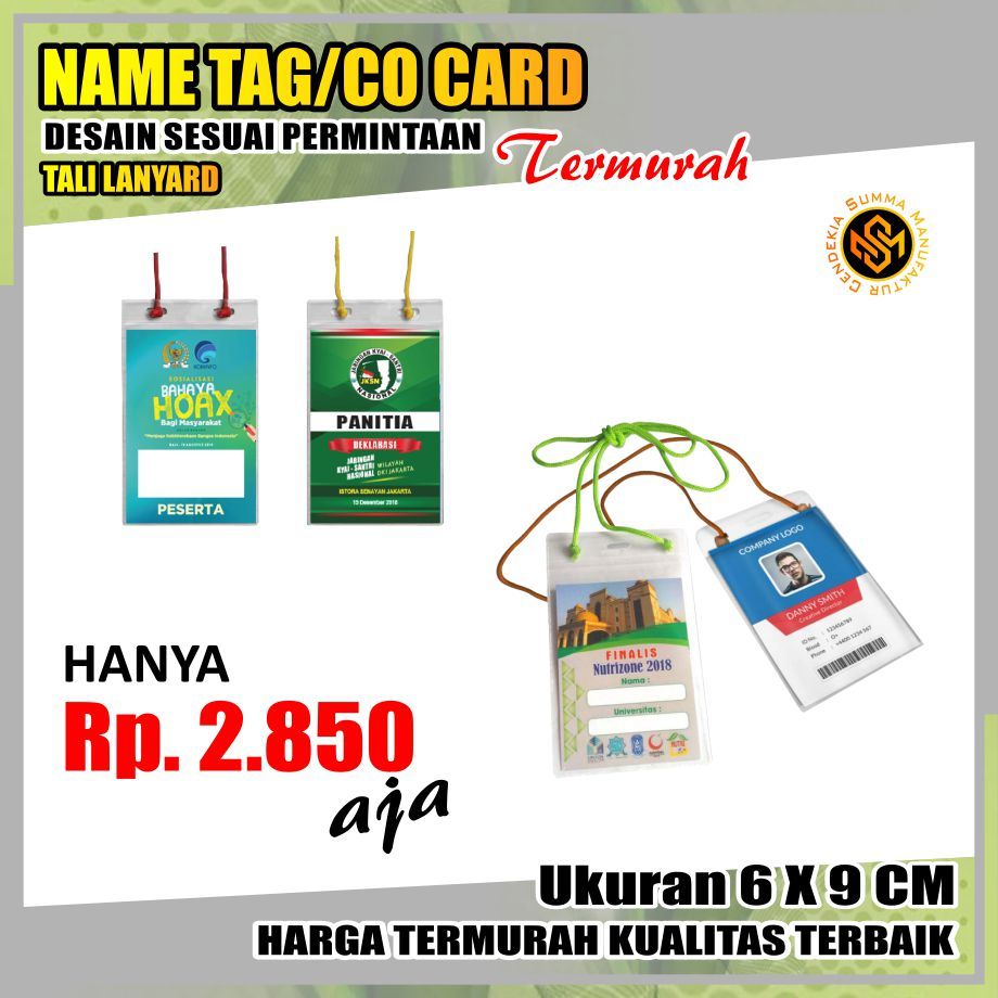 

Co Card ID 6 x 9 CM Tali Lanyard Kartu Panitia Peserta Name Tag Seminar Ospek Event Kurban Qurban Zakat HUT RI Agustusan Mika Plastik