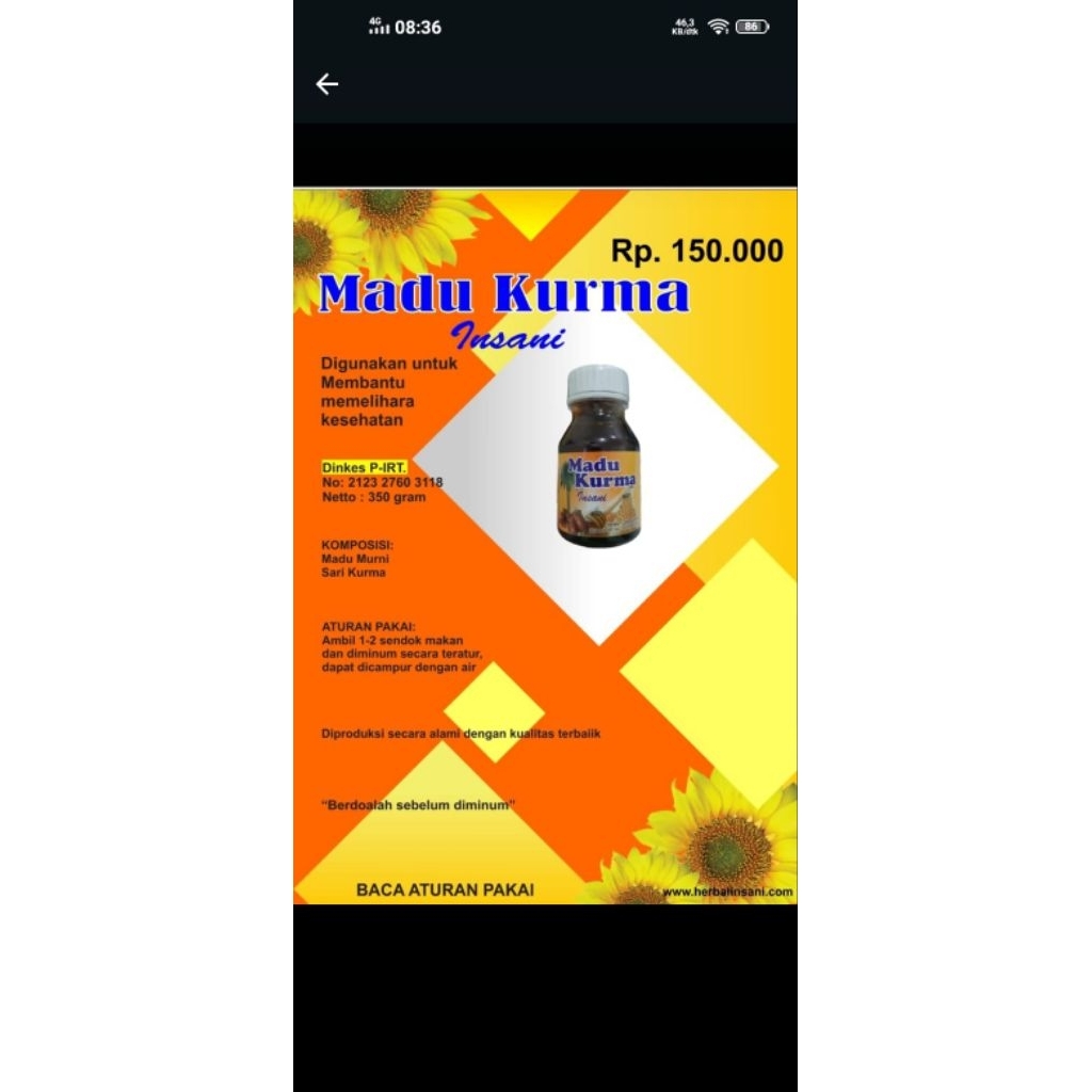 

MADU KURMA memelihara kesehatan