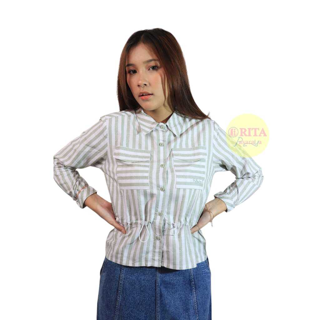 Missty Kemeja Salur Crop