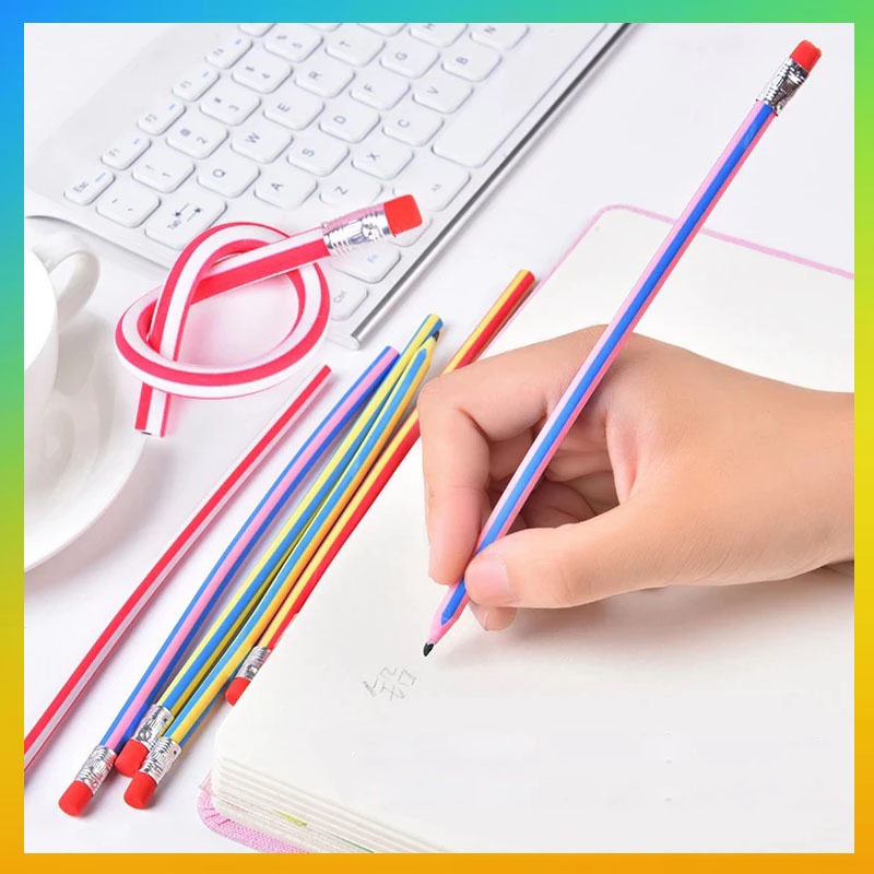 

Pensil Lentur Fleksibel Dengan Penghapus / Alat Tulis Sekolah Anak Pencil Karet Inul Dapat Digulung Ditekuk Unik Lucu Flexible Soft Mainan Stationary Vesper