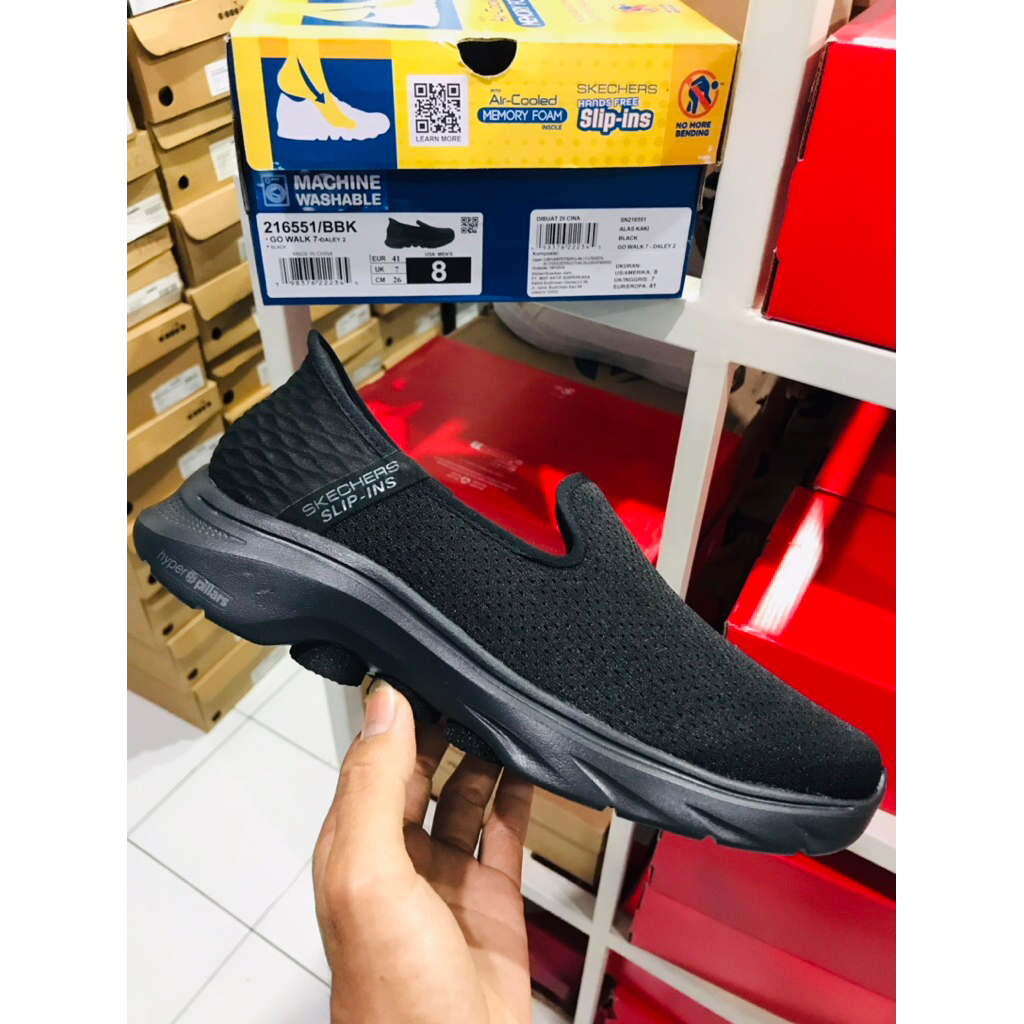 BIG SALE SKECHERS DALEY [216551] ORIGINAL SEPATU HITAM/FULL BLACK/PRIA/RUNNING/LARI/SNEAKERS
