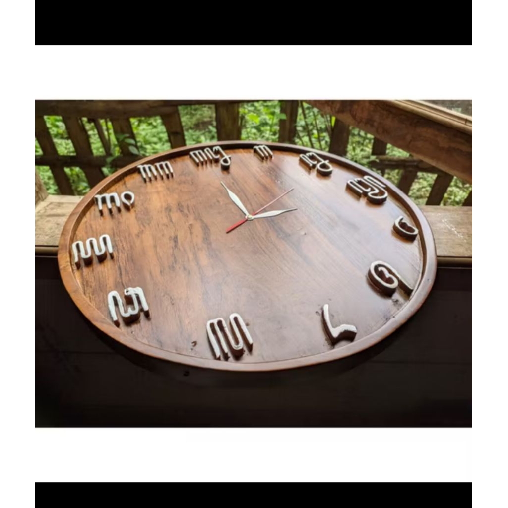 Jam Kayu Angka Aksara Jawa