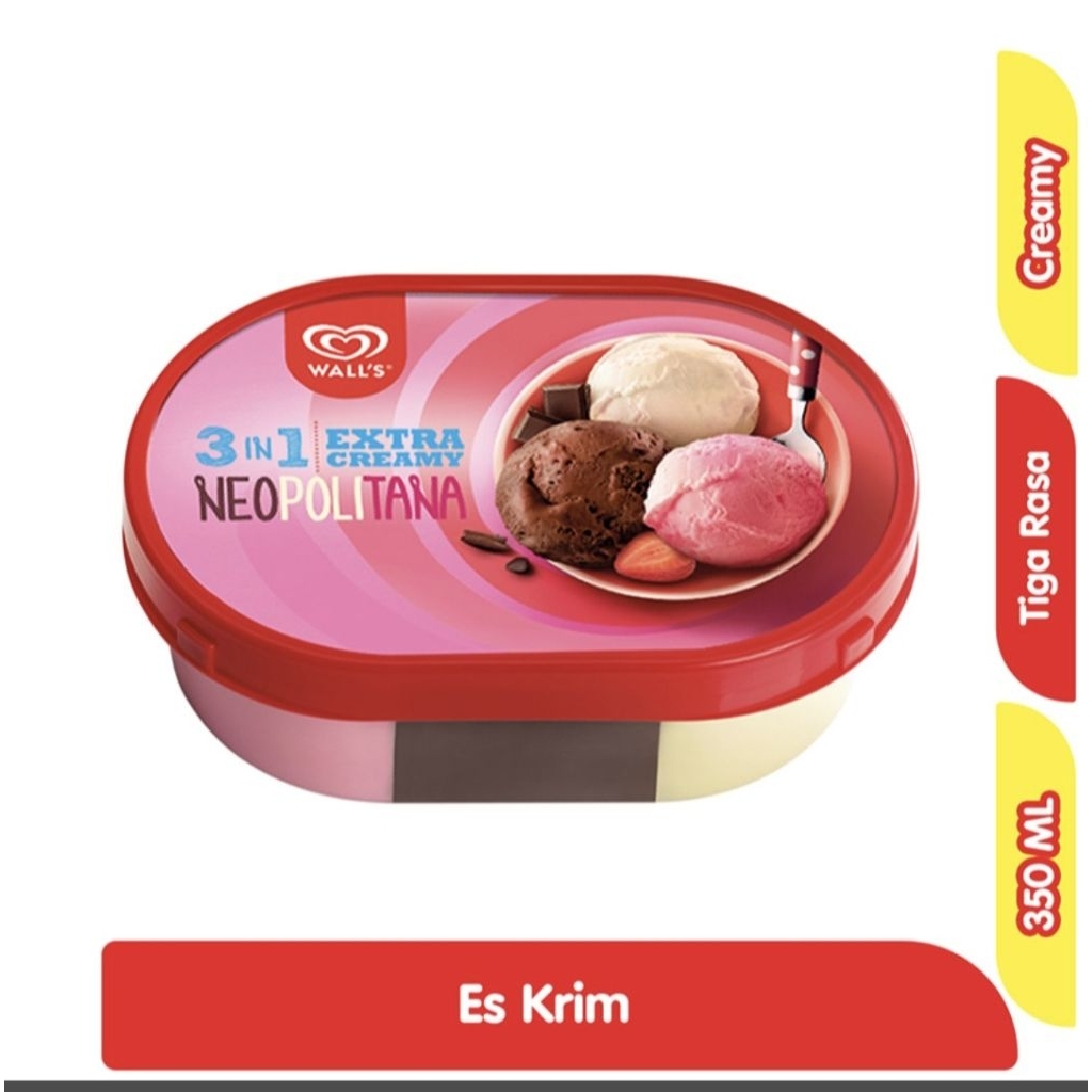Walls Ice Cream 3 in 1 Extra Creamy Neapolitana Khusus Instan