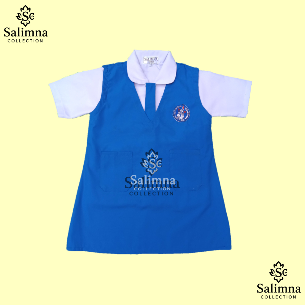SERAGAM ANAK TK BIRU PUTIH TERUSAN DRESS Pendek Perempuan