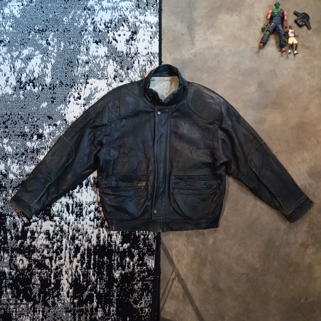 Vintage Bomber Leather Jacket Patina Echtes Leder